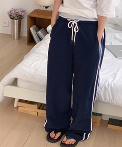 コットンパンツ グレーンローナイロンワイドパンツ NAVY