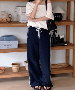 コットンパンツ グレーンローナイロンワイドパンツ NAVY