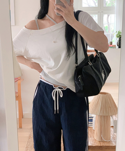 ノースリーブ ベアードキャミソール(5color) BLUE GRAY