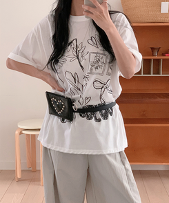 半袖Tシャツ スタンプドローイング半袖Tシャツ IVORY
