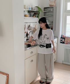 半袖Tシャツ スタンプドローイング半袖Tシャツ IVORY