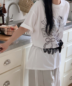 半袖Tシャツ スタンプドローイング半袖Tシャツ IVORY
