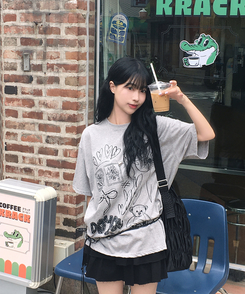 半袖Tシャツ スタンプドローイング半袖Tシャツ GREY