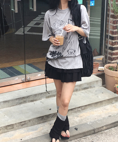 半袖Tシャツ スタンプドローイング半袖Tシャツ GREY
