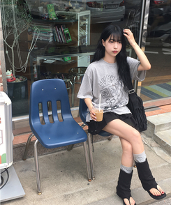 半袖Tシャツ スタンプドローイング半袖Tシャツ GREY
