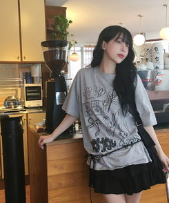 半袖Tシャツ スタンプドローイング半袖Tシャツ GREY