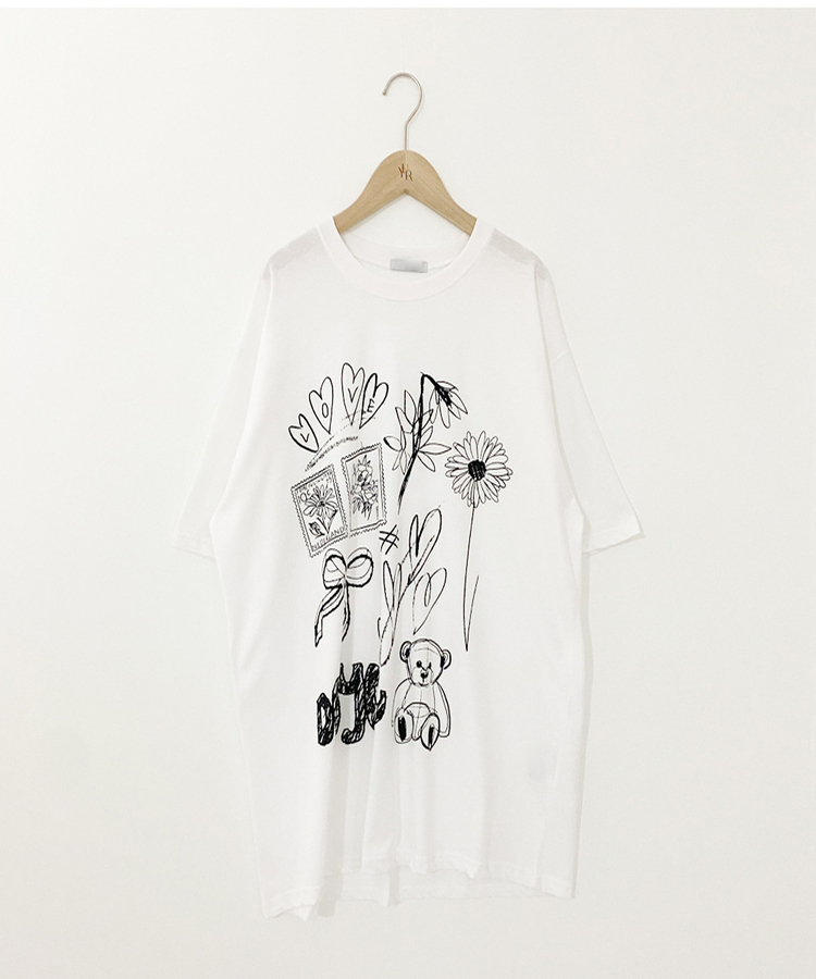 スタンプドローイング半袖Tシャツ