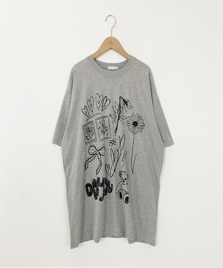 スタンプドローイング半袖Tシャツ