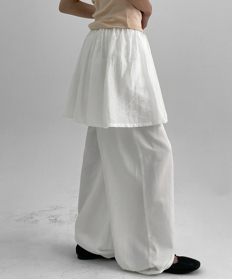シフォンバンディングミニスカートパンツ IVORY