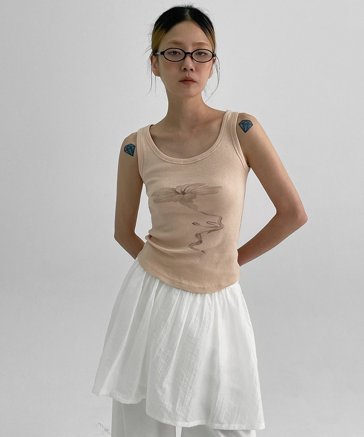 シフォンバンディングミニスカートパンツ IVORY