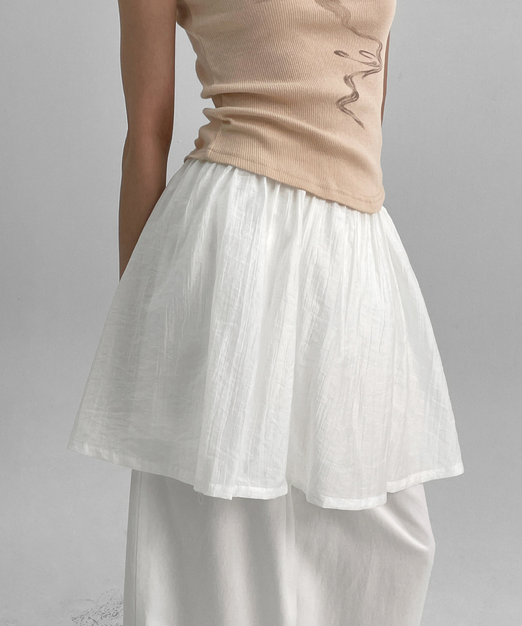 シフォンバンディングミニスカートパンツ IVORY