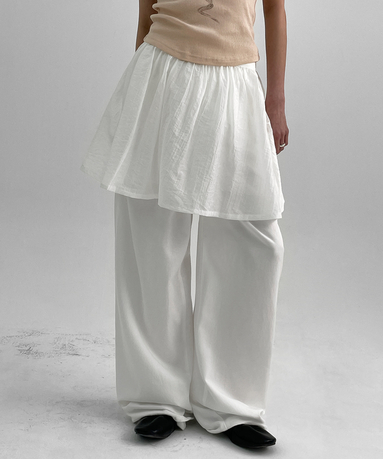シフォンバンディングミニスカートパンツ IVORY