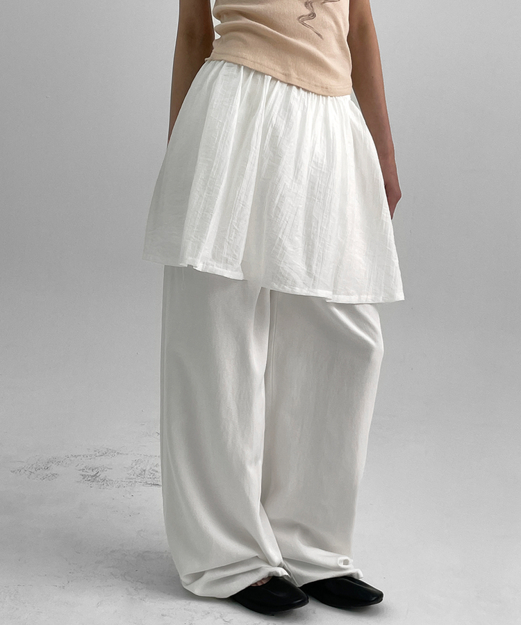 シフォンバンディングミニスカートパンツ IVORY