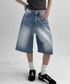 ショートパンツ バックポケットバミューダデニムパンツ BLUE