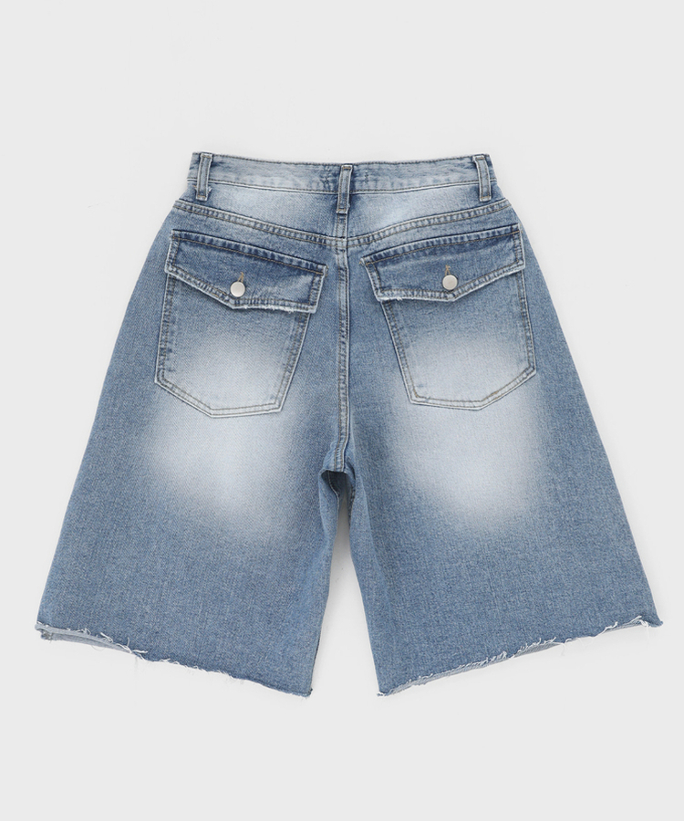 ショートパンツ バックポケットバミューダデニムパンツ