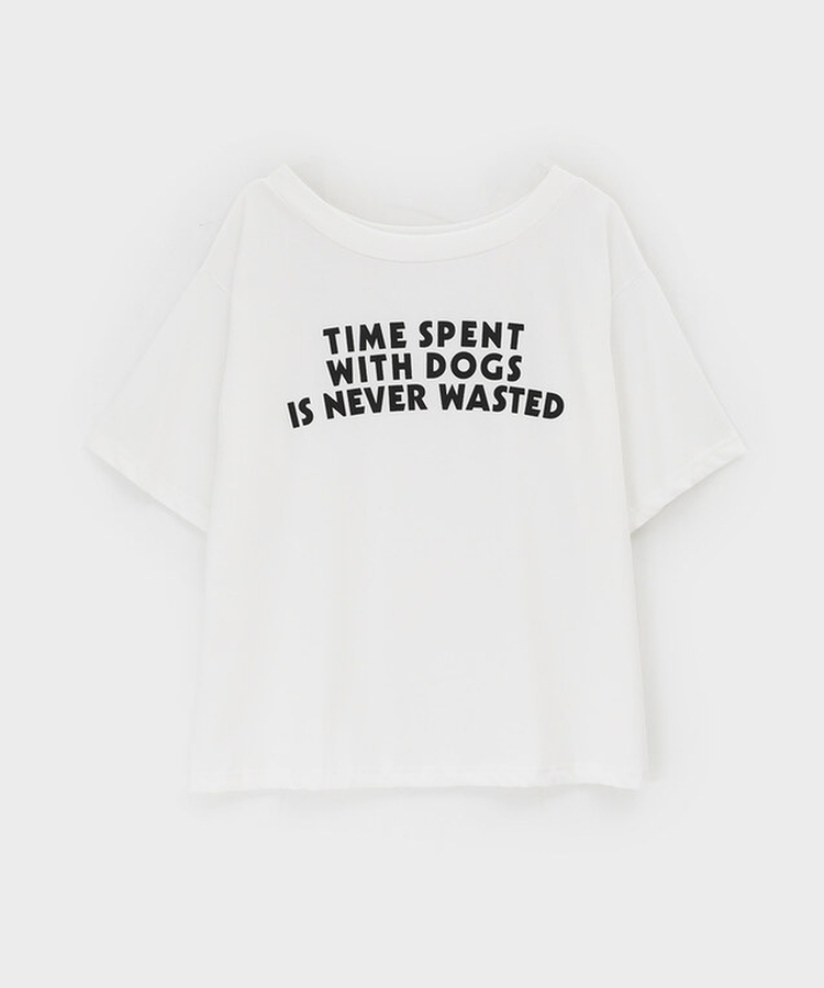 レタリングオフショルダー半袖Tシャツ
