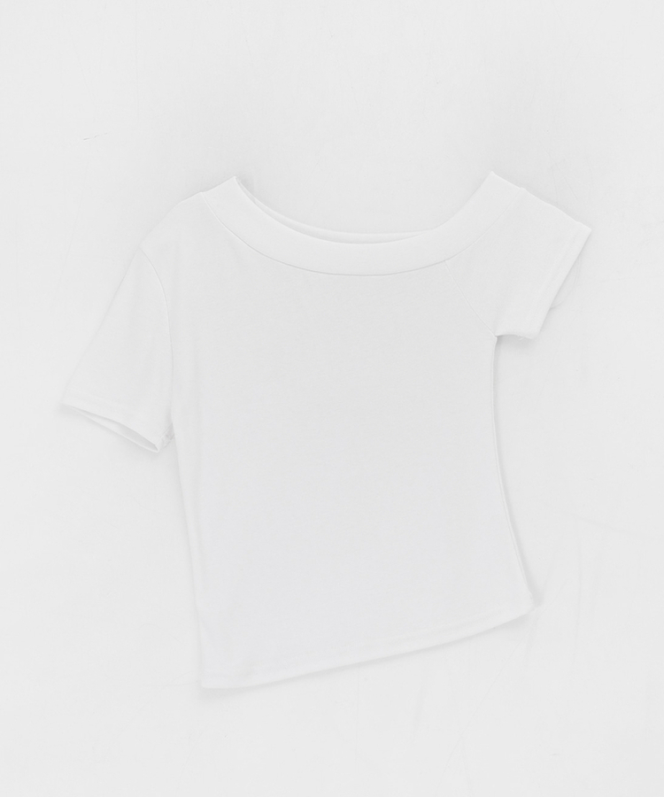 スリムワンショルダー半袖Tシャツ