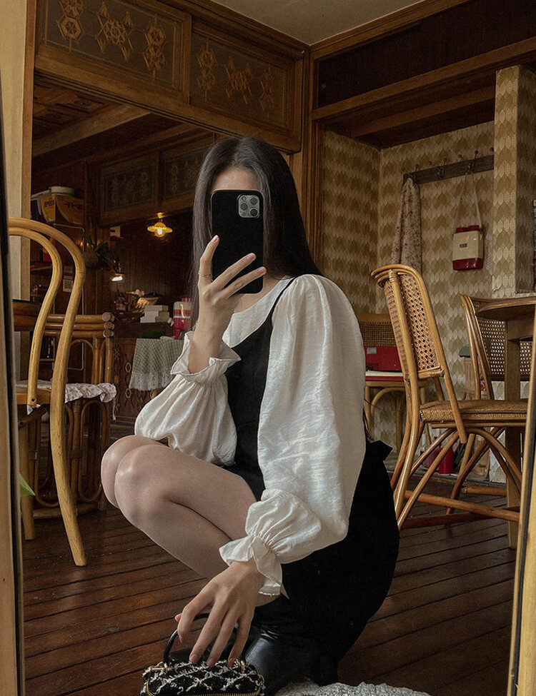 나인 에이라인 뷔스티에 미니 원피스 블랙