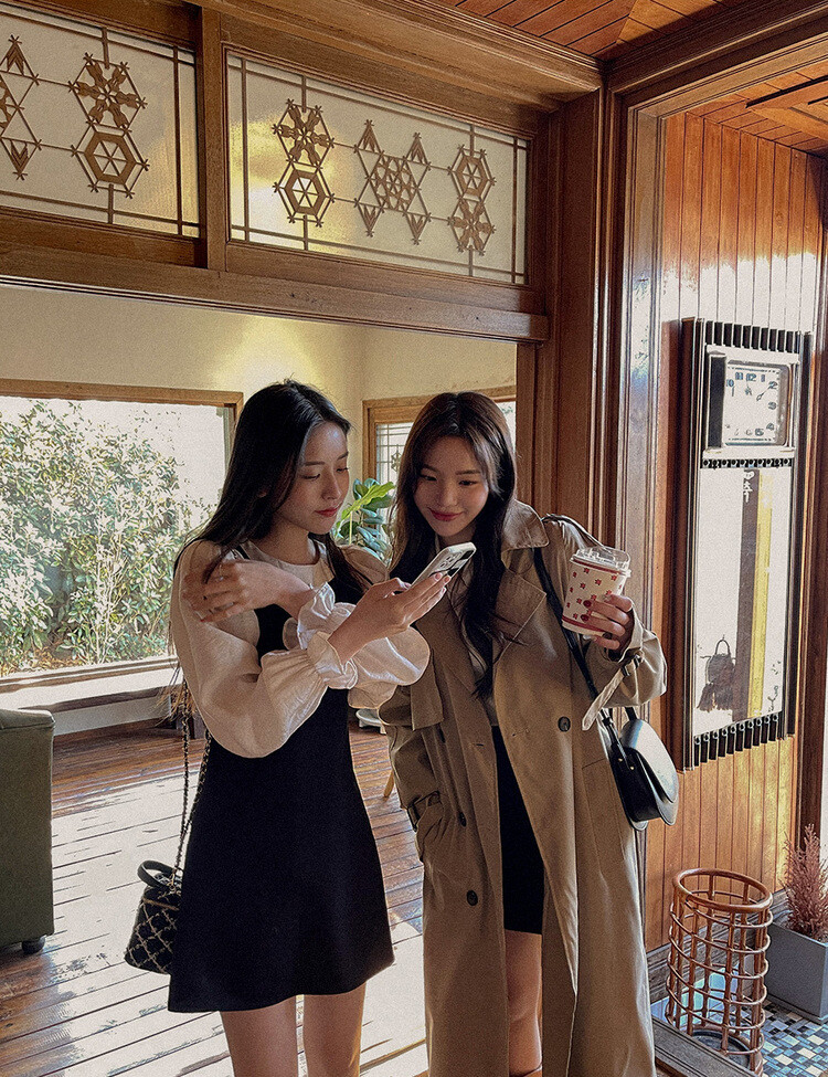 나인 에이라인 뷔스티에 미니 원피스 블랙