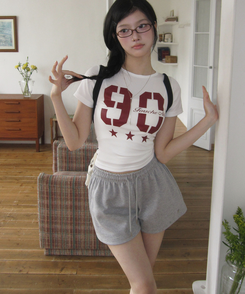 ショートパンツ 骨盤フィットコットンショートパンツ(6color) MELANGE GRAY