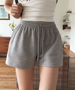 ショートパンツ 骨盤フィットコットンショートパンツ(6color) MELANGE GRAY