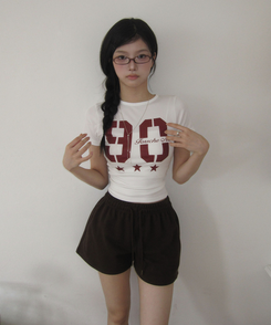 ショートパンツ 骨盤フィットコットンショートパンツ(6color) BROWN