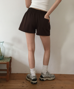 ショートパンツ 骨盤フィットコットンショートパンツ(6color) BROWN