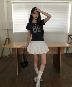 ミニスカート ドットバルーンミニスカート IVORY