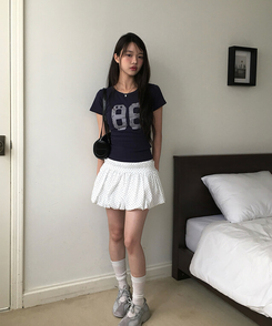 ミニスカート ドットバルーンミニスカート IVORY