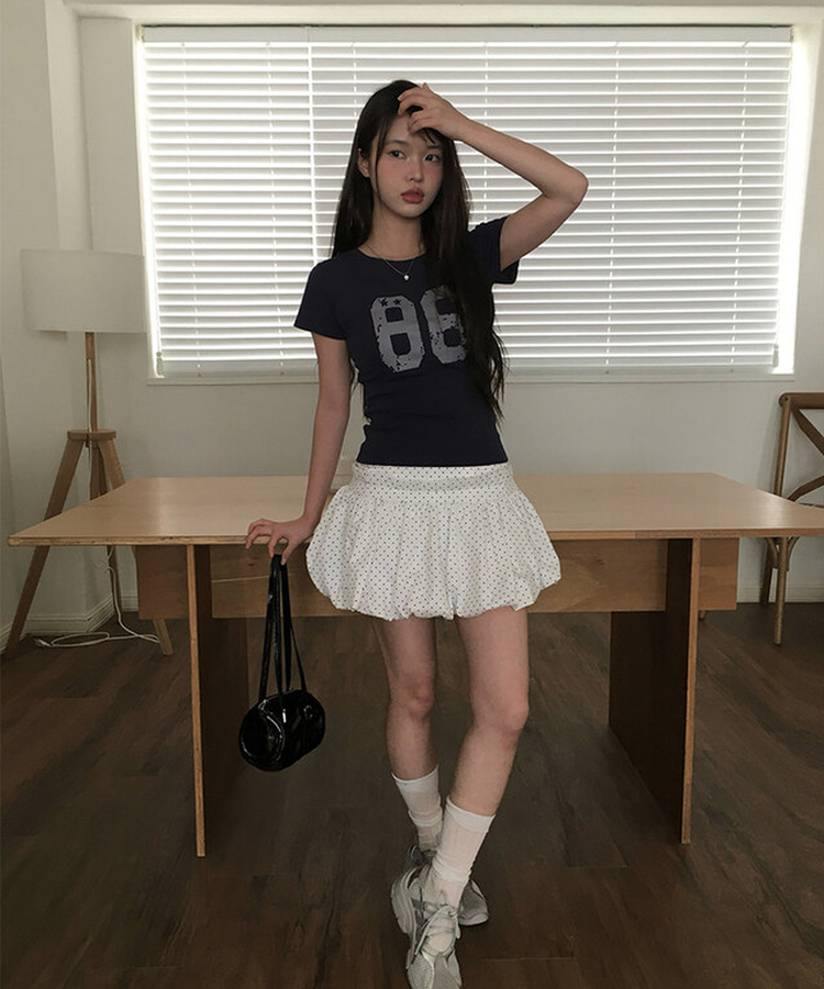 ドットバルーンミニスカート IVORY