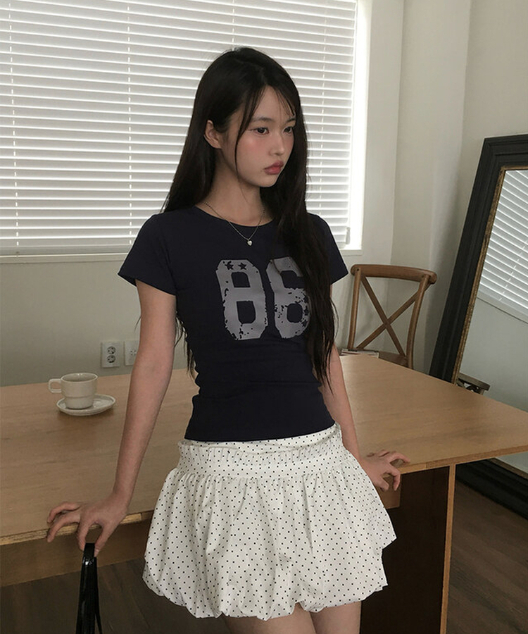 ドットバルーンミニスカート IVORY