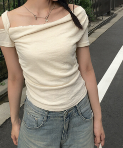半袖Tシャツ ショルダーレース半袖Tシャツ IVORY