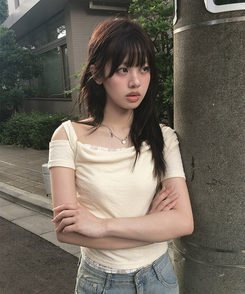 半袖Tシャツ ショルダーレース半袖Tシャツ IVORY