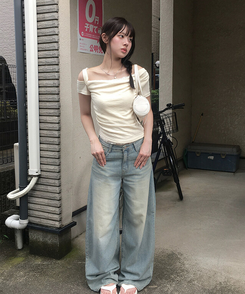 半袖Tシャツ ショルダーレース半袖Tシャツ IVORY