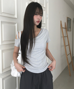半袖Tシャツ ショルダーレース半袖Tシャツ SKY BLUE