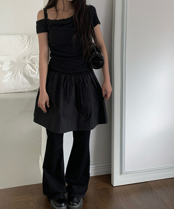 半袖Tシャツ ショルダーレース半袖Tシャツ BLACK