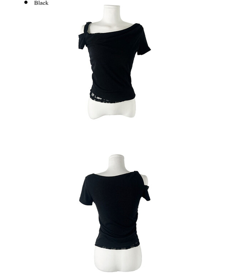 ショルダーレース半袖Tシャツ