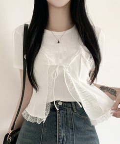 半袖Tシャツ 【SET】レースビスチェ半袖Tシャツ WHITE