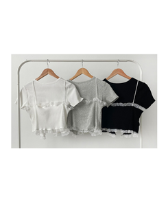 半袖Tシャツ 【SET】レースビスチェ半袖Tシャツ