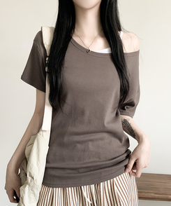 半袖Tシャツ ルーズフィットオフ半袖Tシャツ(5color) CHESTNUT BROWN