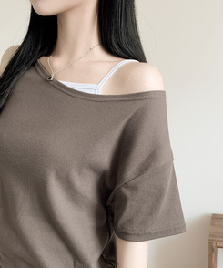 半袖Tシャツ ルーズフィットオフ半袖Tシャツ(5color) CHESTNUT BROWN
