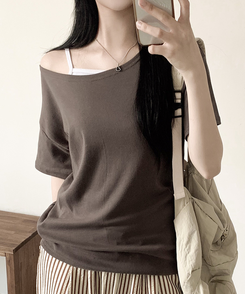 半袖Tシャツ ルーズフィットオフ半袖Tシャツ(5color) CHESTNUT BROWN