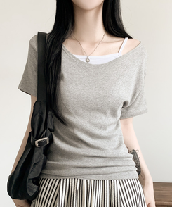 半袖Tシャツ ルーズフィットオフ半袖Tシャツ(5color) GRAY