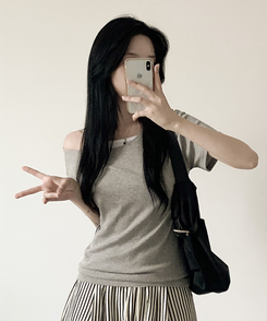半袖Tシャツ ルーズフィットオフ半袖Tシャツ(5color) GRAY