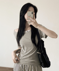 半袖Tシャツ ルーズフィットオフ半袖Tシャツ(5color) GRAY