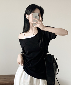 半袖Tシャツ ルーズフィットオフ半袖Tシャツ(5color) BLACK