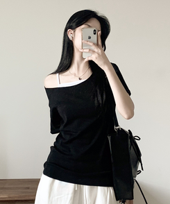 半袖Tシャツ ルーズフィットオフ半袖Tシャツ(5color) BLACK