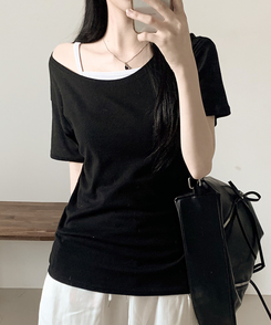 半袖Tシャツ ルーズフィットオフ半袖Tシャツ(5color) BLACK