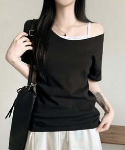 半袖Tシャツ ルーズフィットオフ半袖Tシャツ(5color) BLACK