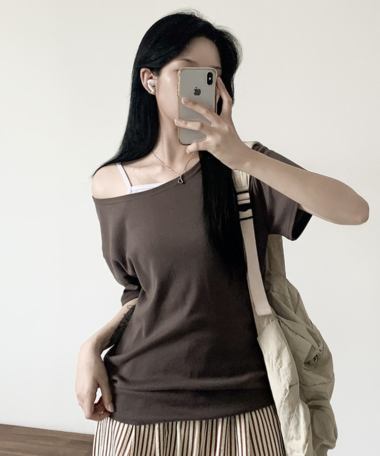 ルーズフィットオフ半袖Tシャツ(5color) CHESTNUT BROWN